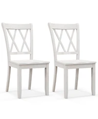 Gouun Farmhouse Wooden Dining Chairs Set of 2, Rubber Wood, 300 lb Capacity Each, 20x23.5x39 in