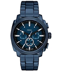 Fossil Men's Machine Chronograph Navy Stainless Steel Watch, 44mm