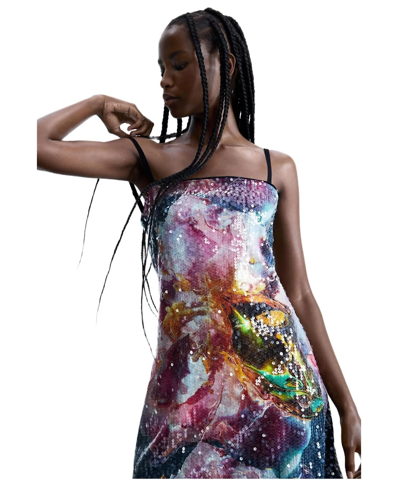 Desigual Women's Sequin flower dress