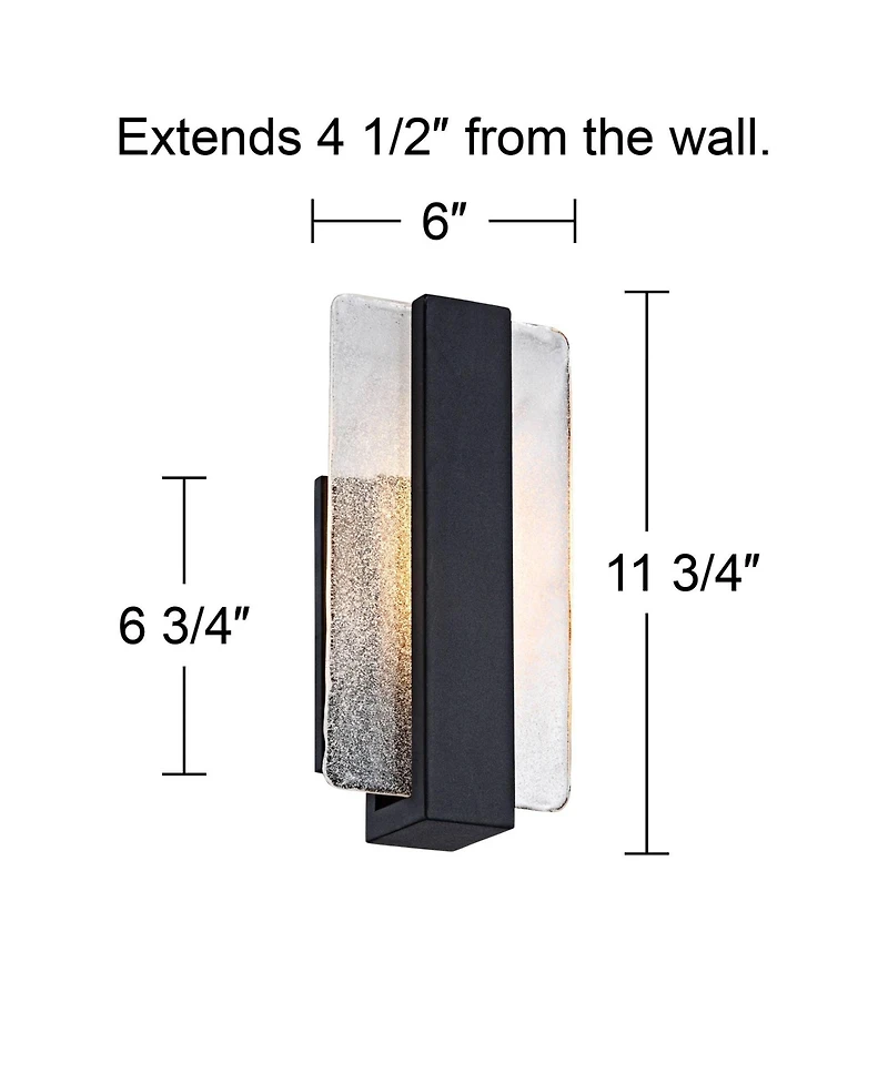 Possini Euro Design Cascadia Modern Wall Light Sconces Set of 2 Metal Hardwire Fixture Led Piastra Art Glass for Bedroom Bathroom Vanity Home