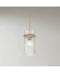 Possini Euro Design Emerson Matte Brass Fluted Glass Mini Pendant Light