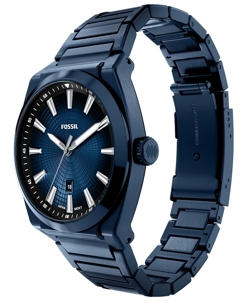 Fossil Men's Everett Three-Hand Navy Stainless Steel Watch, 42mm