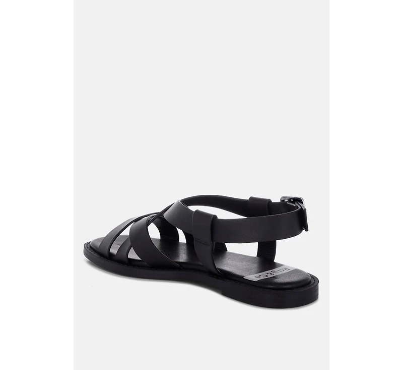 Rag & Co Womens Kapaka Real Leather Flat Gladiator Sandals