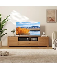 Gouun Farmhouse Rustic 71-Inch Tv Stand with Cabinets and Drawer