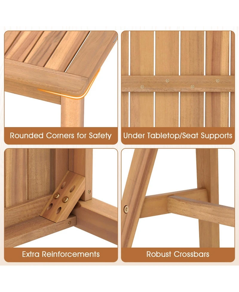 Gouun 42 in Acacia Wood Outdoor Garden Bench with Slatted Seat