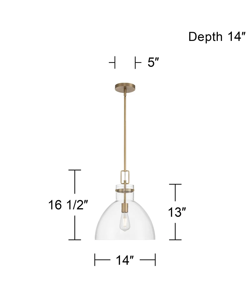 Possini Euro Design Possini Euro Hammon 14" Wide Aged Brass and Glass Pendant Light