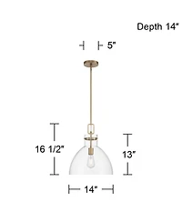 Possini Euro Design Possini Euro Hammon 14" Wide Aged Brass and Glass Pendant Light