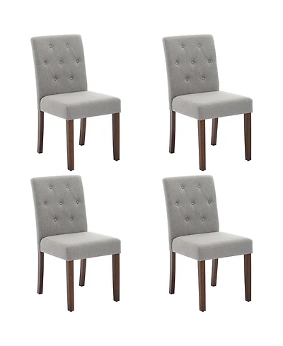 gaomon Set of 4 Button Tufted Parsons Dining Chairs, Upholstered Fabric Side Chairs with Solid Wood Legs