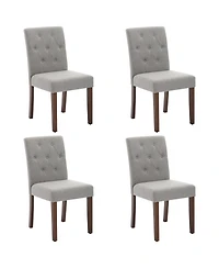 gaomon Set of 4 Button Tufted Parsons Dining Chairs, Upholstered Fabric Side Chairs with Solid Wood Legs