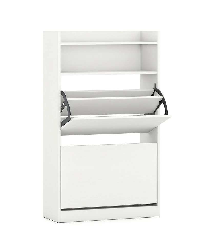 Gouun Shoe Storage Cabinet Hidden Shoe Rack with 2 Flip Drawers Adjustable and Removable Shelves