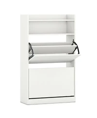 Gouun Shoe Storage Cabinet Hidden Shoe Rack with 2 Flip Drawers Adjustable and Removable Shelves