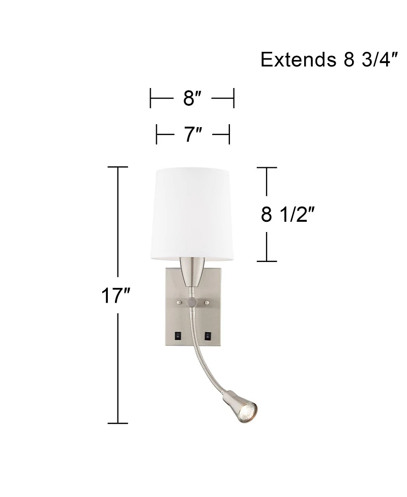 360 Lighting Aoife 17" High Brushed Nickel Wall Sconce with Reading Light