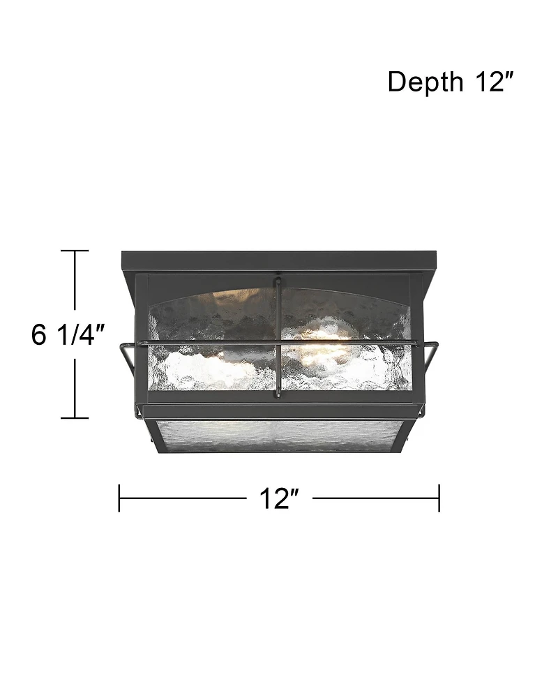 John Timberland Braylon Hammered Glass Outdoor Ceiling Light