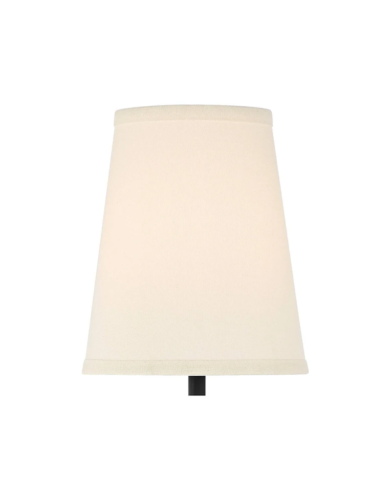 Possini Euro Design Elena Modern Wall Light Sconces Set of 2 Matte Metal Hardwire 6" Fixture Cream Linen Shade for Bedroom Living Room Hallway