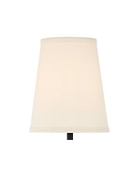 Possini Euro Design Elena Modern Wall Light Sconces Set of 2 Matte Metal Hardwire 6" Fixture Cream Linen Shade for Bedroom Living Room Hallway