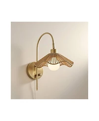 Possini Euro Design Possini Euro Primrose 17 1/4" H Brass and Sea Grass Plug-In Wall Lamp