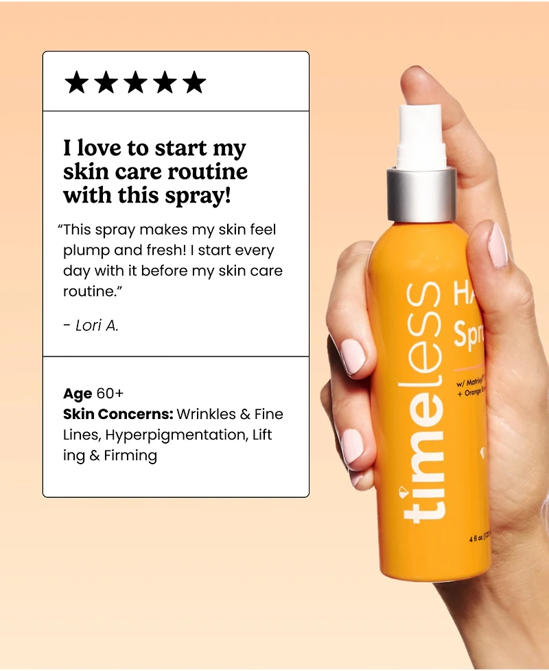 Timeless Skin Care Hydrating Matrixyl 3000 Peptides + Hyaluronic Acid Facial Spray w/ 4oz