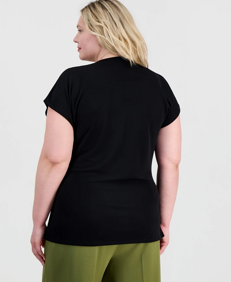 Anne Klein Plus Size Side Button Wrap Shirt