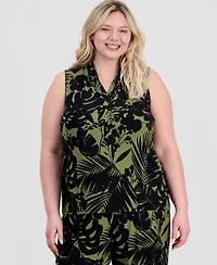 Anne Klein Plus Size Triple Pleat Sleeveless Top