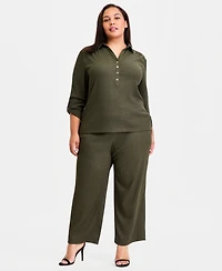 Anne Klein Essentials Plus Collared 3/4-Sleeve Blouse