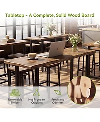 Tribesigns 63'' Solid Bar Table for 4-6, Counter Height Table with Metal Footrest