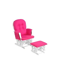 Sugift Wood Glider Chair and Ottoman Set with Padded Armrests