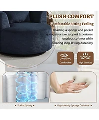 Rainsken 360 degrees Swivel Barrel Chair, Modern Compressible Accent Chair with Sturdy Wooden Frame for Living Room, Reading Nook and Office