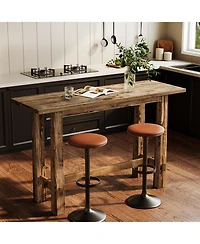 Tribesigns 63" Solid Wood Bar Table, Tall Pub Table for 4-6 People, Kitchen Counter Height Table for Dining & Home Bar