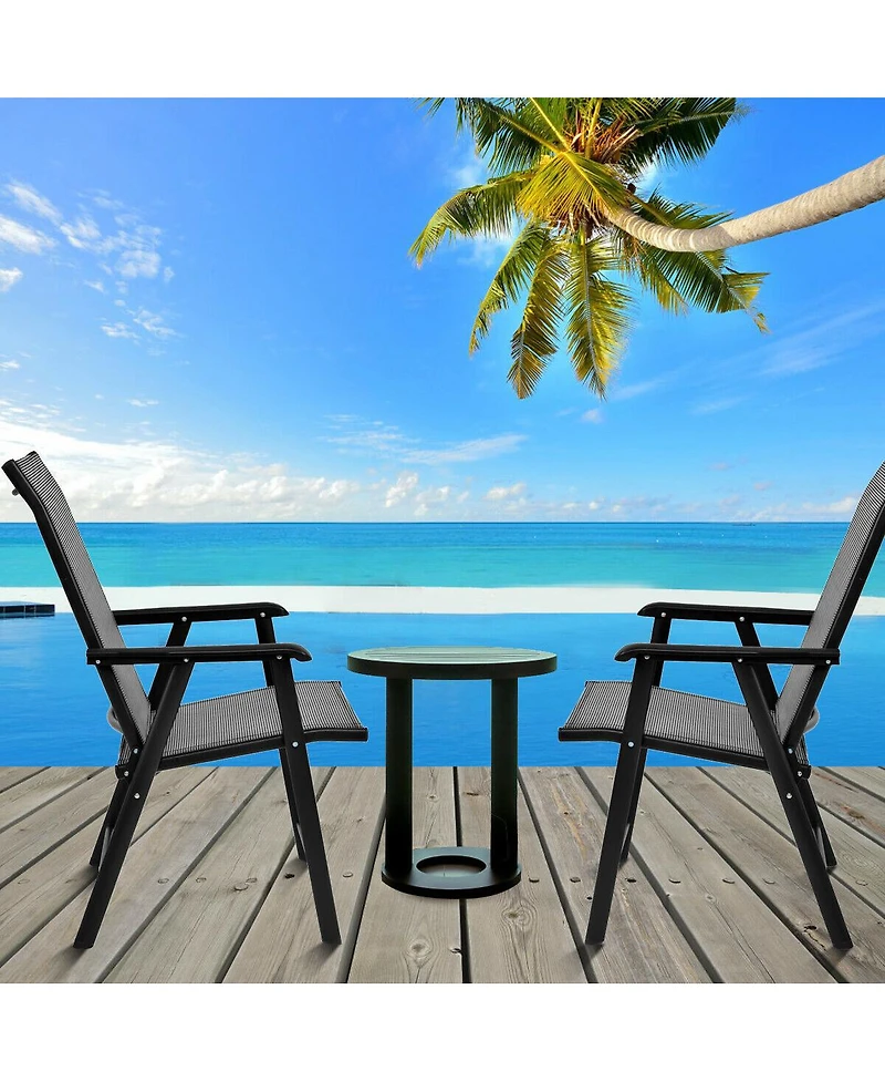 Gymax 2PCS Folding Chairs Steel Frame Patio Garden Outdoor w/ Armrest and Footrest