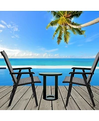 Gymax 2PCS Folding Chairs Steel Frame Patio Garden Outdoor w/ Armrest and Footrest