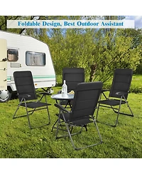 Gymax 4PCS Patio Folding Chairs Back Adjustable Reclining Padded Garden Furniture