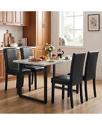 Sugift Dining Chairs Set of Four with Solid Wood and Rubber Legs