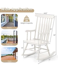 Gymax 2PCS Wooden Rocking Chair Single Rocker Indoor Garden Patio Yard