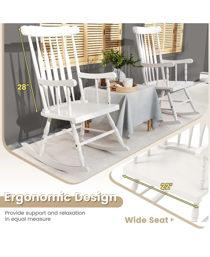 Gymax Wooden Rocking Chair Single Rocker Indoor Garden Patio Yard