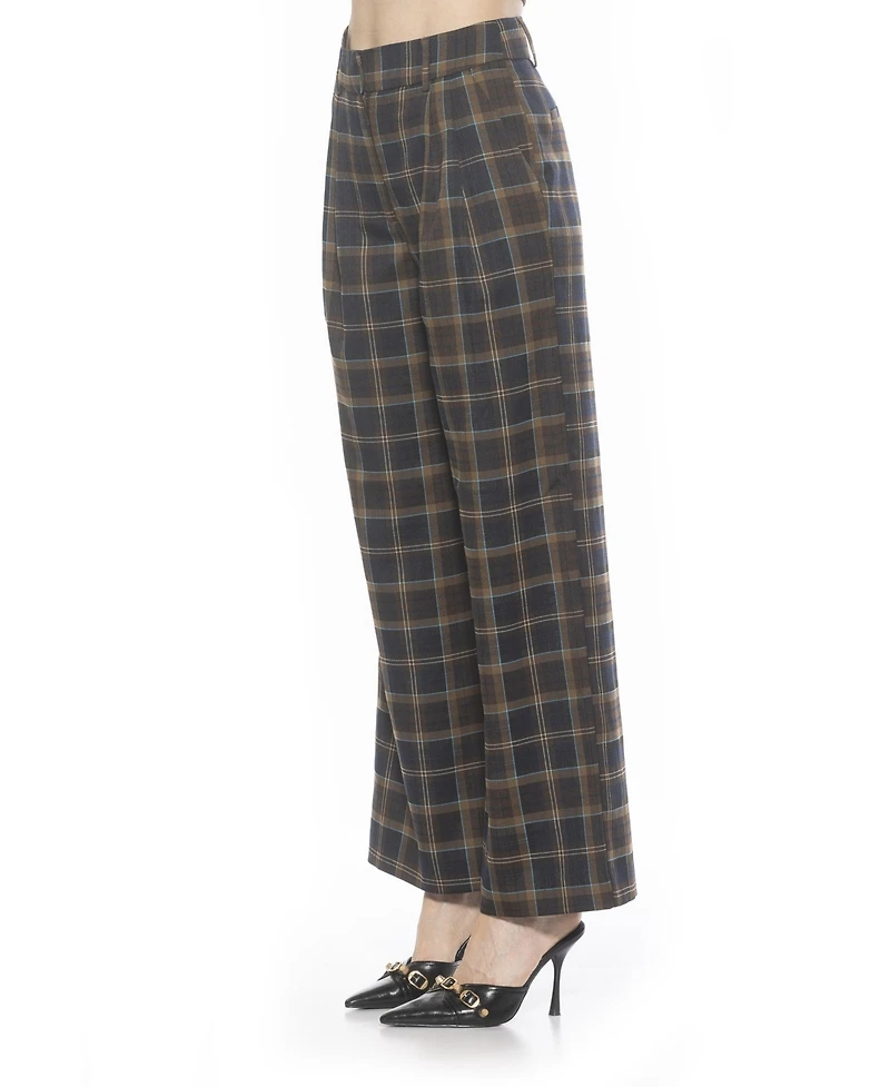 Alexia Admor Women's Elodie Plaid Wide Leg Pants