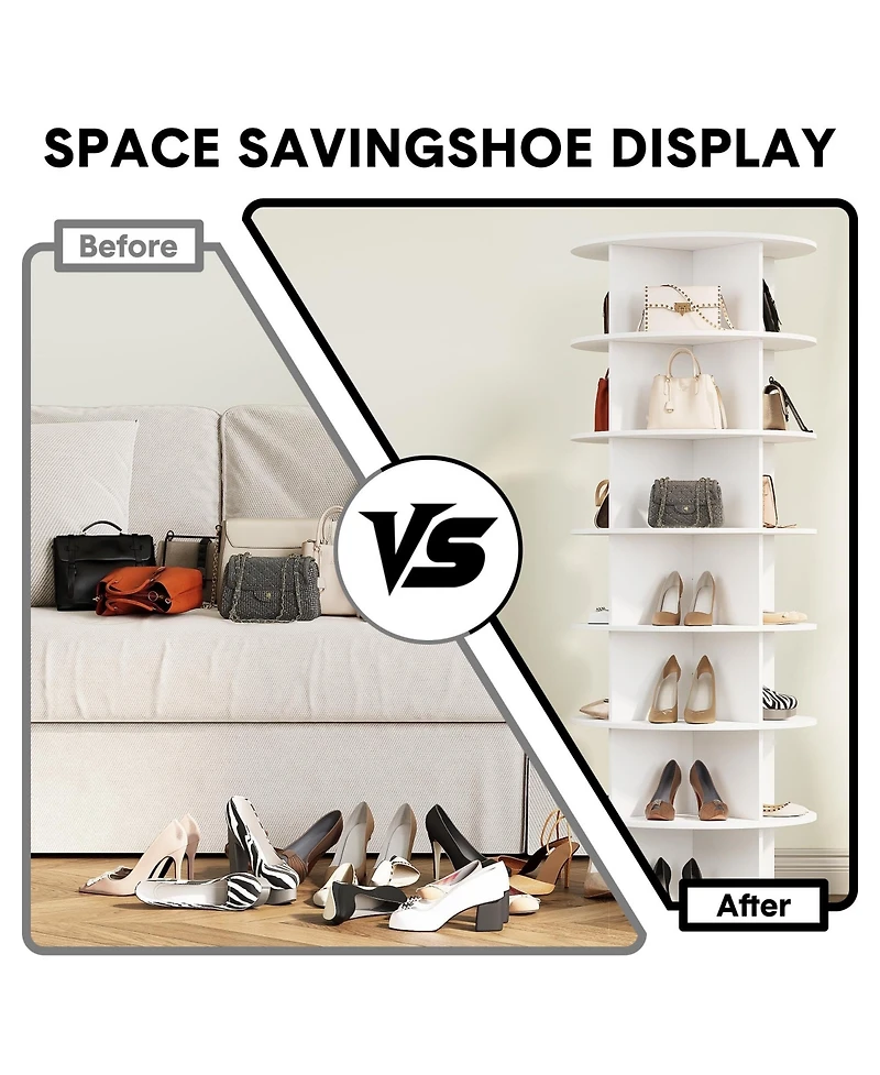 gaomon 7-Tier 360degree Rotating Shoe Rack Tower, Free Standing Spinning Shoe Storage Organizer