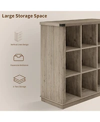 gaomon 9-Cube Storage Organizer Bookshelf, 4-Tier Farmhouse Horizontal Bookcase, Wood Storage