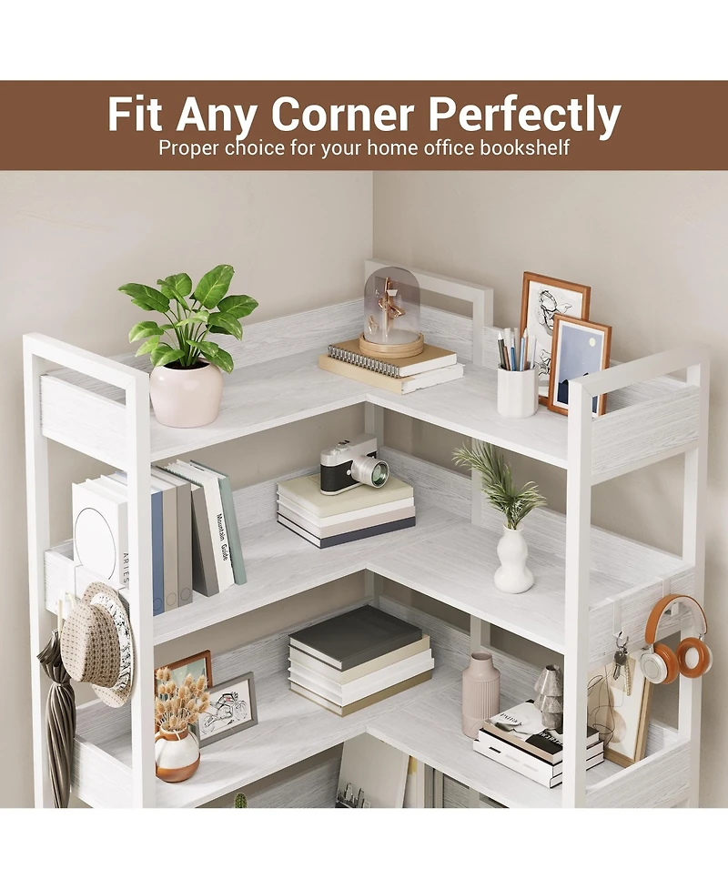 gaomon 5-Tier Convertible Retro Corner Bookshelf