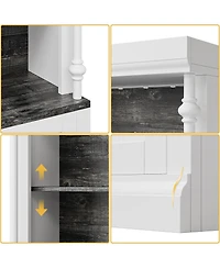 gaomon 5-Tier Bookshelf with Storage Cabinet and Adjustable Lighting, Roman Column Display Case