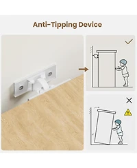 gaomon 5-Tier Wooden Bookcase with Rattan Doors, Tall Storage Bookshelf