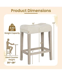 Gymax Bar Stools Set of 4 w/ Footrest Rubber Wood Frame for Kitchen Island