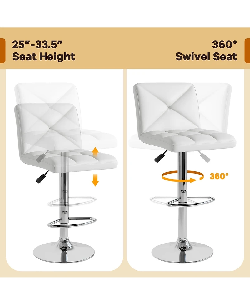 Gymax 4 Pcs Bar Stools Pu Leather Swivel Chairs Height Adjustable Upholstered Barstools