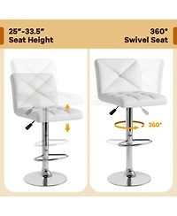 Gymax 4 Pcs Bar Stools Pu Leather Swivel Chairs Height Adjustable Upholstered Barstools
