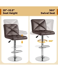 Gymax 4 Pcs Bar Stools Pu Leather Swivel Chairs Height Adjustable Upholstered Barstools