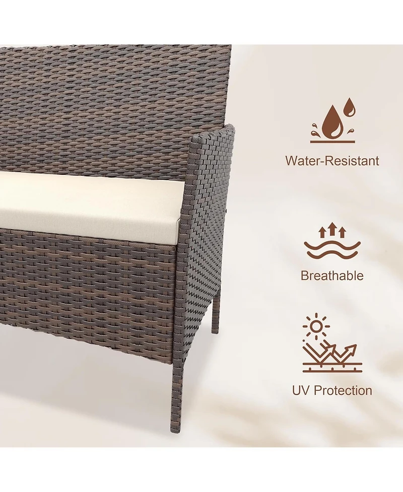 gaomon 4 Pieces Patio Furniture Set, Outdoor with Soft Cushions and Coffee Table, All-Weather Rattan Set Seats