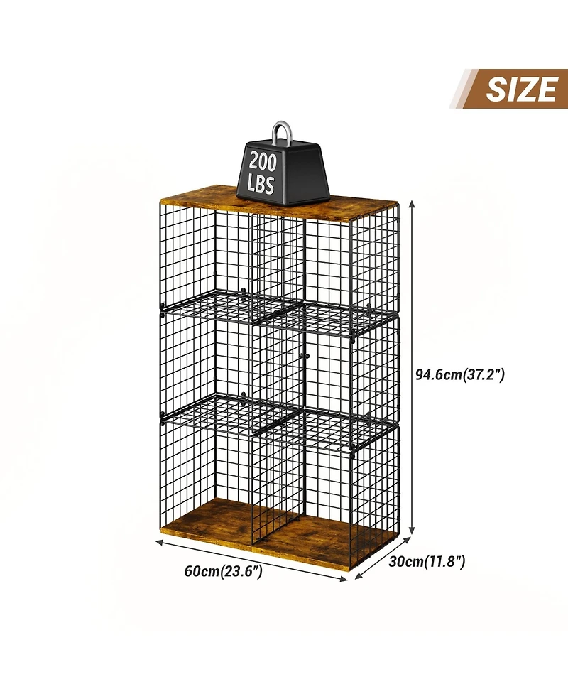 Yigii 6 Cube Wire Closet Organizer Storage Shelf with Woodtop Sturdy Modular for Clothes Books Bedroom Office