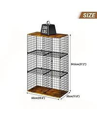 Yigii 6 Cube Wire Closet Organizer Storage Shelf with Woodtop Sturdy Modular for Clothes Books Bedroom Office