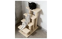 Zeus & Ruta Multi Level Carpeted Cat Tree Tower with Scratching Post and Pet Stairs for Indoor Cats