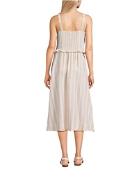 Lands' End Women's Linen Blend Pintuck Tank Midi Dress