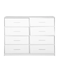 Flynama Modern 5 Drawer Dresser Wood Fabric Drawers Cabinet with Rattan Details